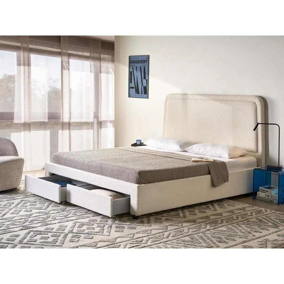 SARDENT - Tweepersoonsbed - Off-white - 180 x 200 cm - Boucl&eacute;