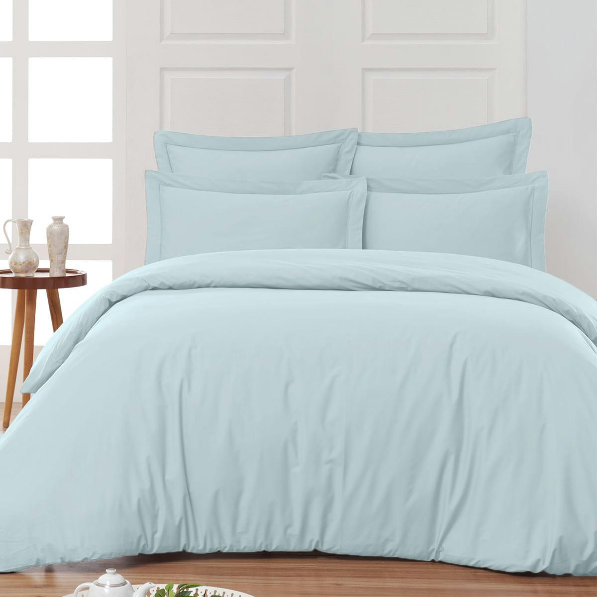 SOFT PERCALE - Drap plat en percale de coton  nuage 270x300cm