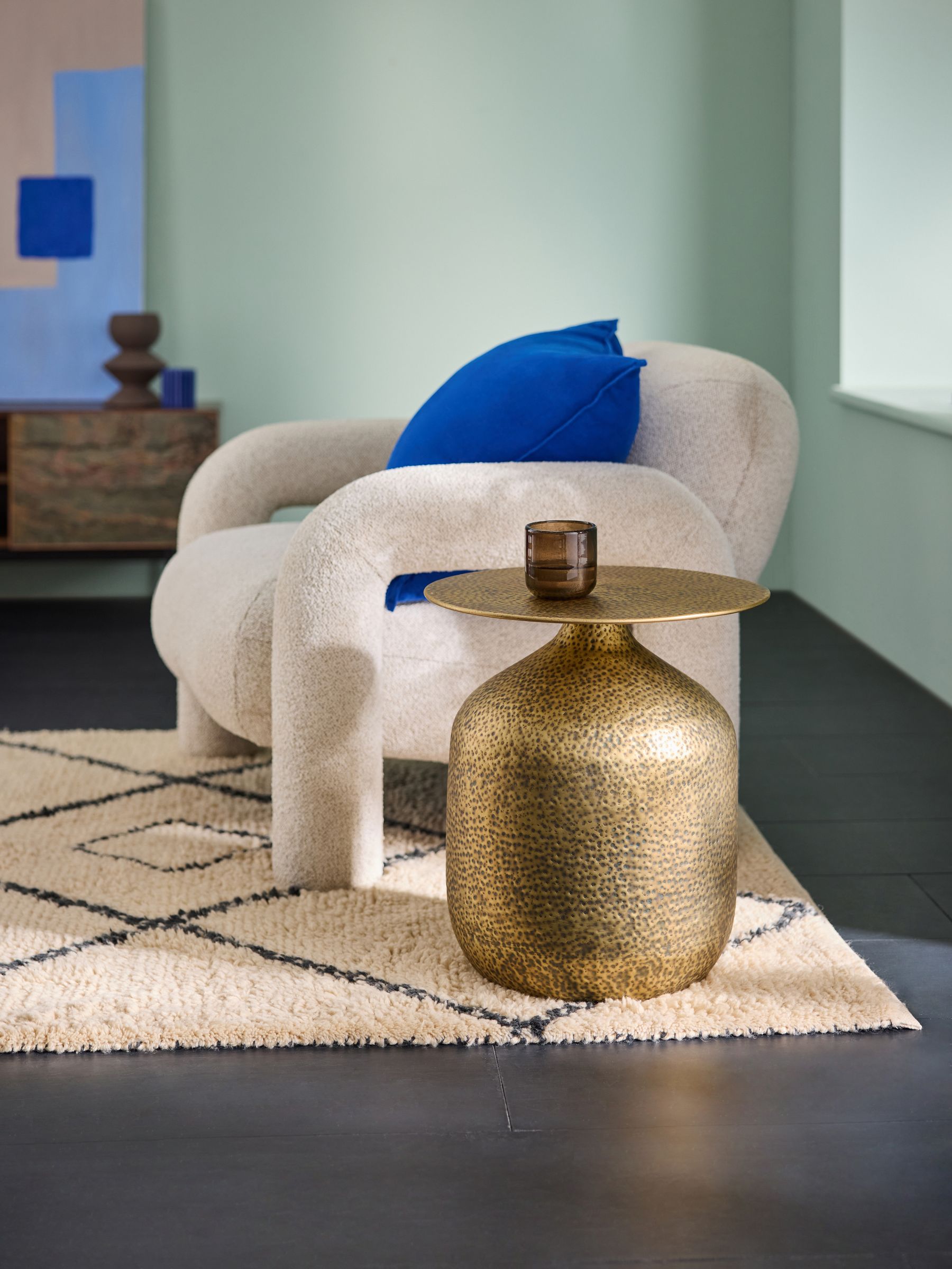 Zuri Side Table in Hammered Brass