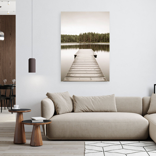 Obraz do salonu sypialni biura, Pomost jezioro las widok 20x30