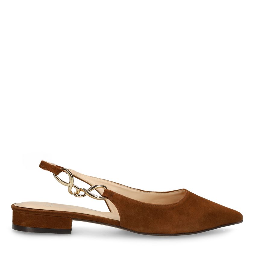 Manfield Bruine suède slingbacks