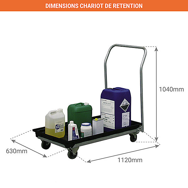 Chariot de rétention - 30 litres - Charge max 100kg - 8166