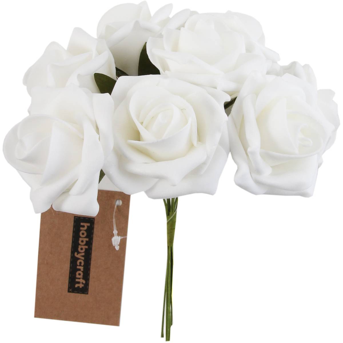 White Open Rose Bouquet 8 Pieces