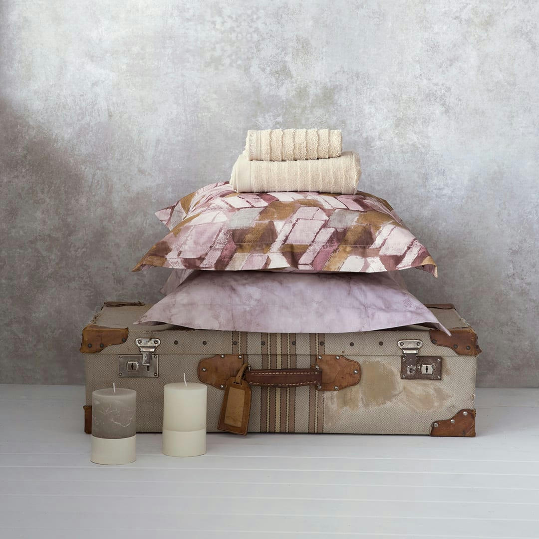 - 2 Taies d'oreiller en percale de coton 65x65 cm marron