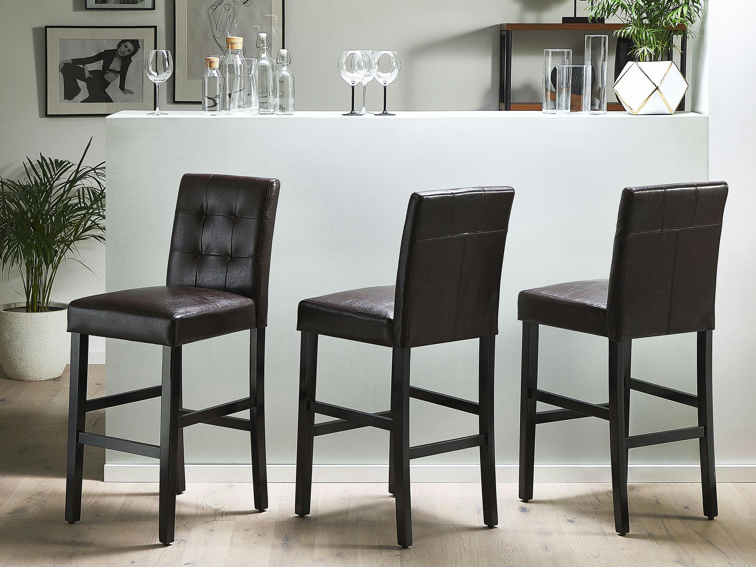MADISON - Lot de 2 chaises de bar en cuir PU marron