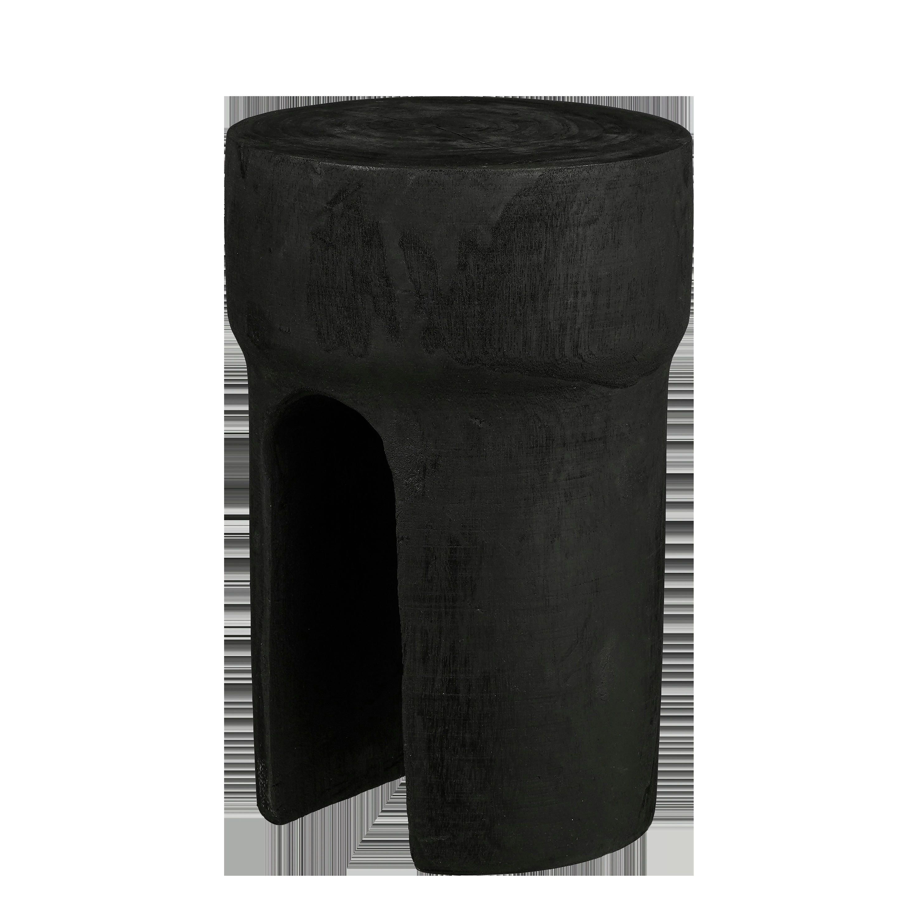 LATTY - Table d'appoint en bois de paulownia noir H46