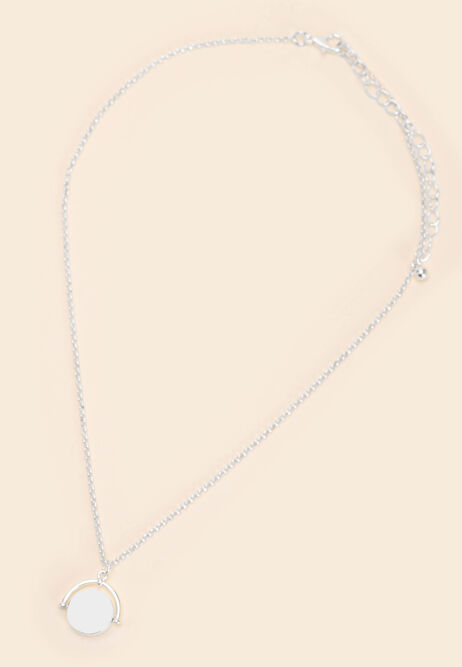 Womens Silver Spinner Charm Pendant Necklace