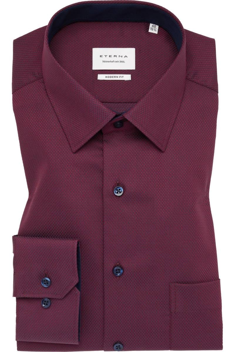 ETERNA Modern Fit Hemd Campari, Strukturiert