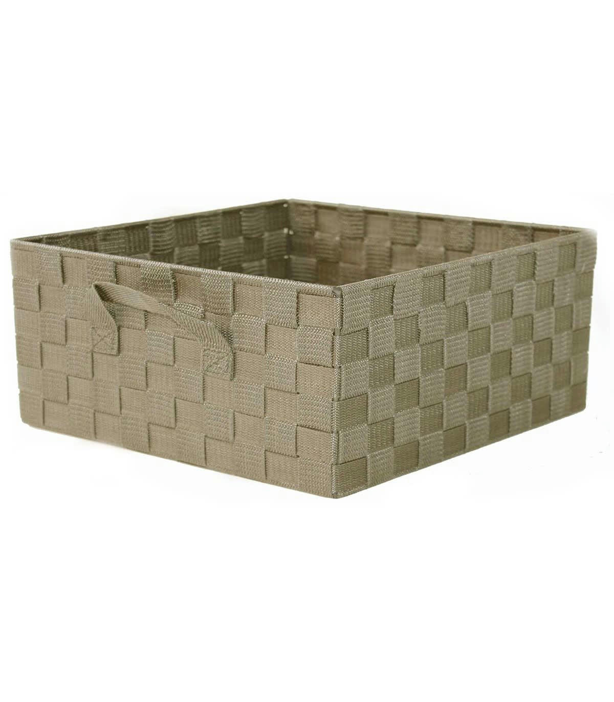 - Panier sangle 2 poignées coloris taupe - 35.5x25x12.5cm