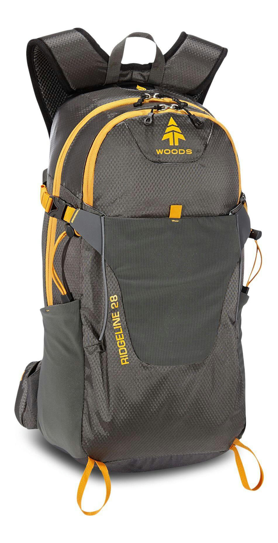 Woods Ridgeline Daypack, 2-Compartment Backpack For Hiking/Camping/Travel, Assorted, 28-L