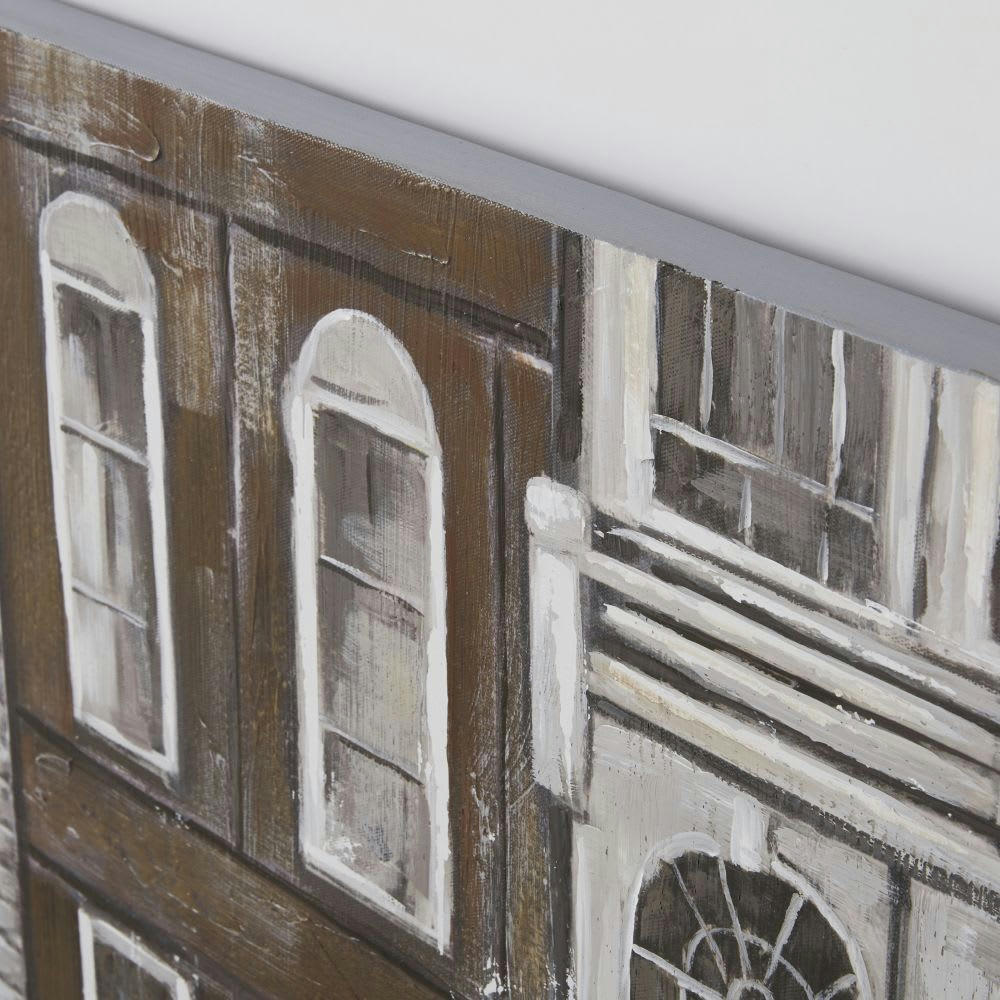 BROOKLYN - Toile peinte marron, beige, grise et noire 170x60