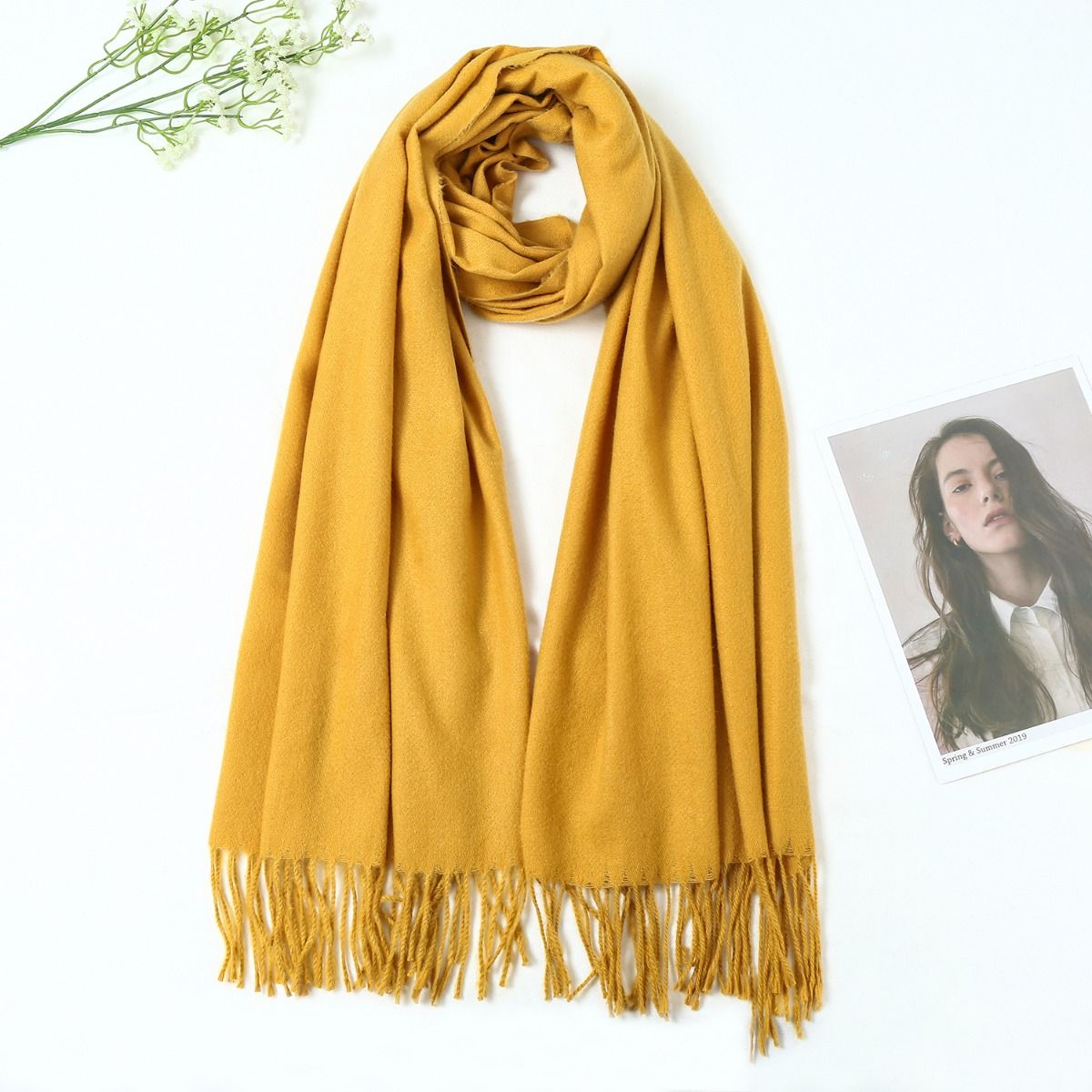 PEACH ACCESSORIES Soft Plain Pashmina Occasions Tassels Scarf