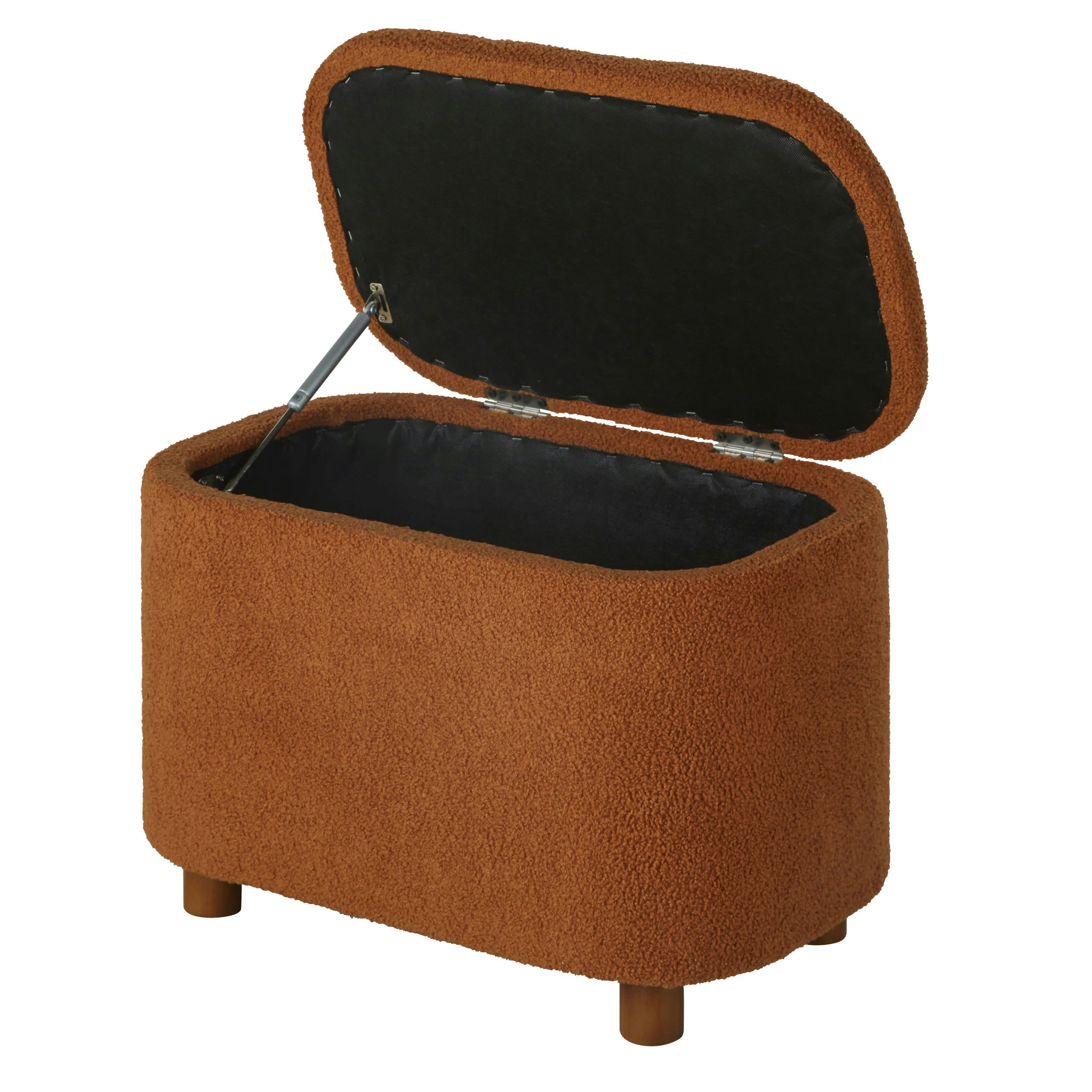 NOMA - Banquette coffre tissu marron effet laine bouclée