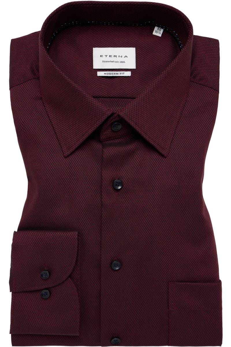 ETERNA Modern Fit Hemd rot, Strukturiert (super langer Arm)