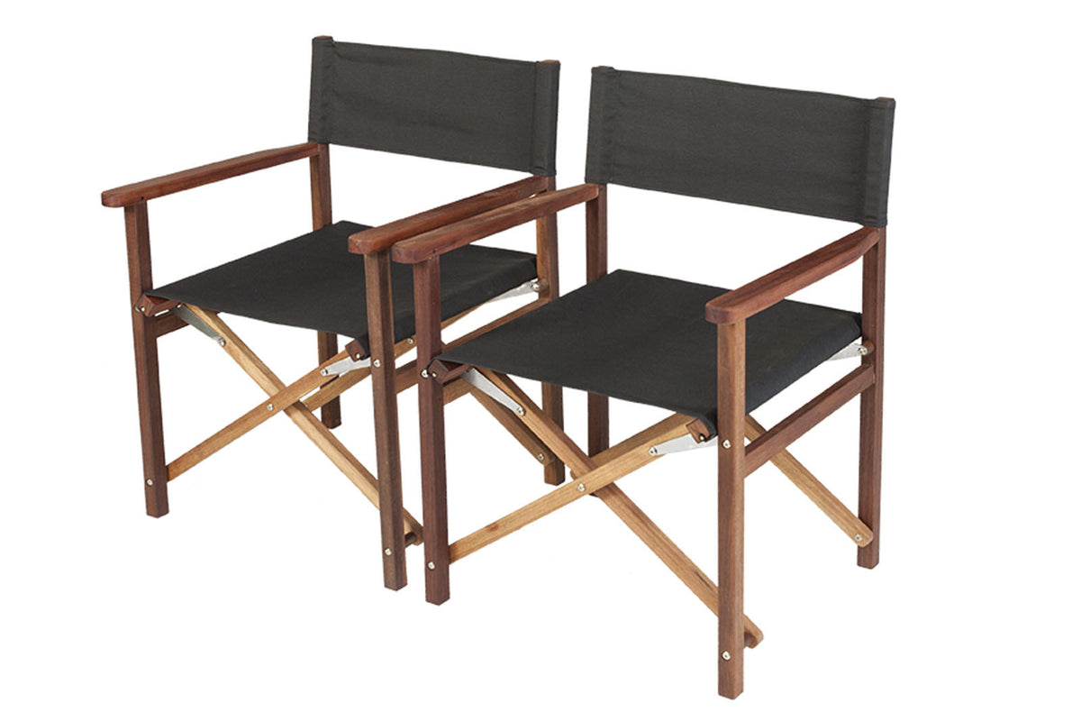 MaximaVida regisseursstoel XXL Cannes zwart 2 stuks- uit exclusief mahoniehout
