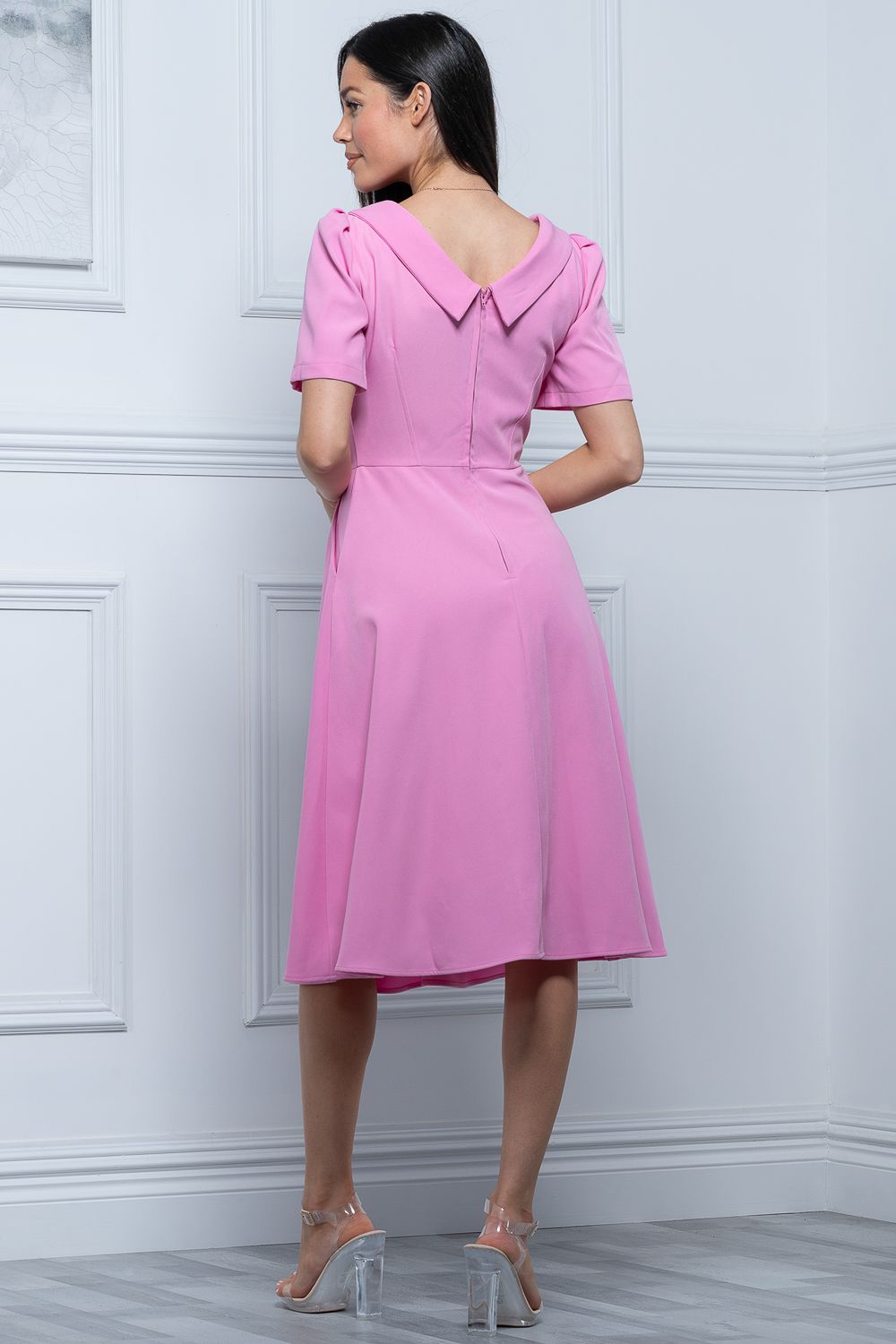 Jolie Moi Debora Button Neck Dress