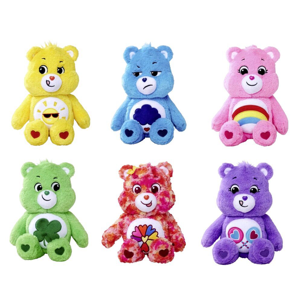 Peluche Bisounours assis multicolores 28x26xH35cm (6 modèles)
