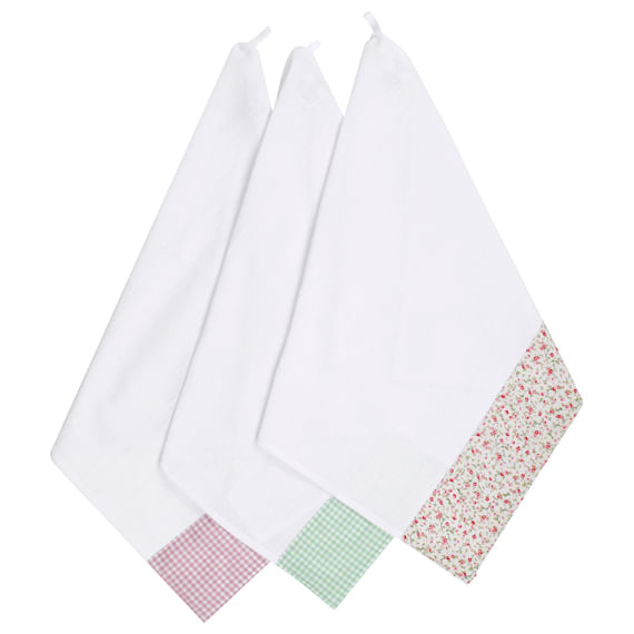 PANO DE PRATO COM 3 PETIT FLEUR