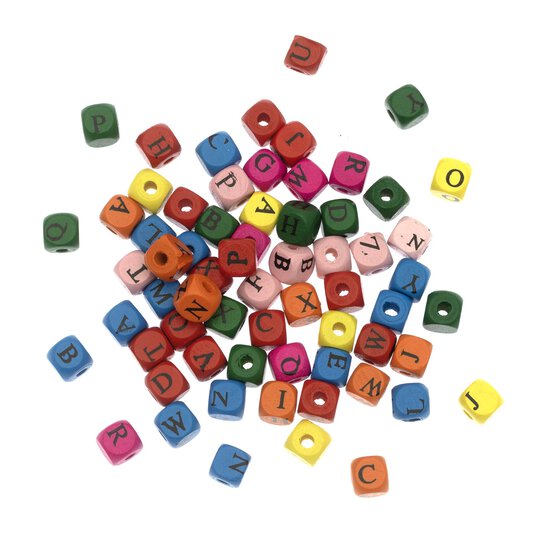 Bright Wooden Alphabet Beads 50g