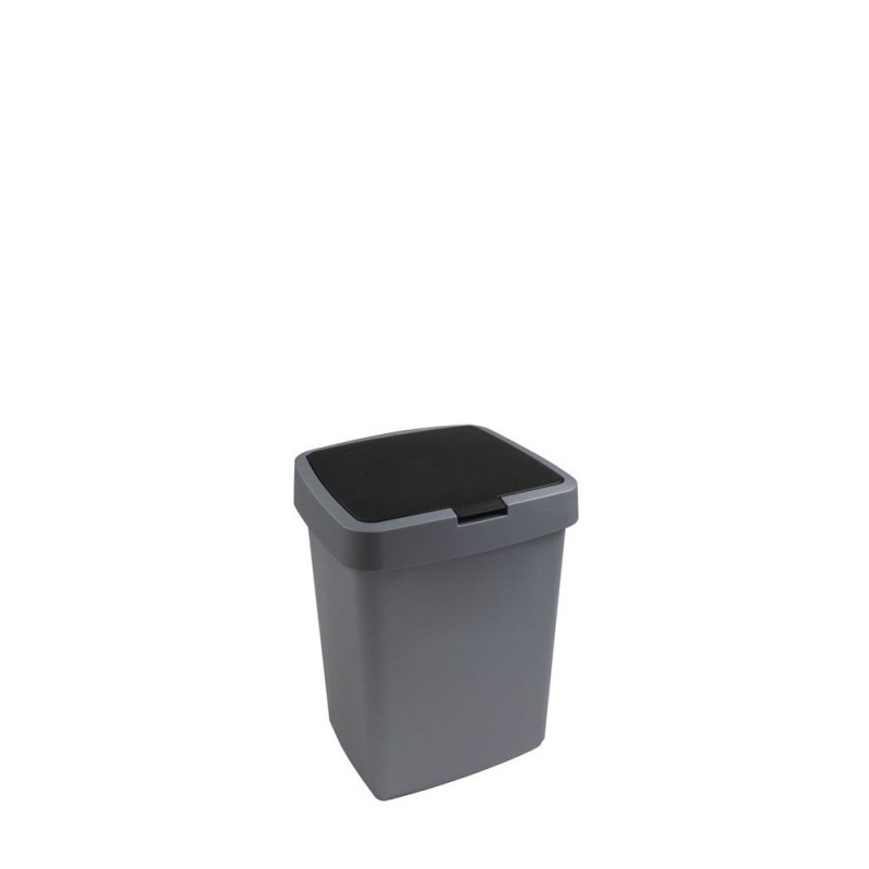 Poubelle à couvercle plat Delta noire 10 L SUNWARE