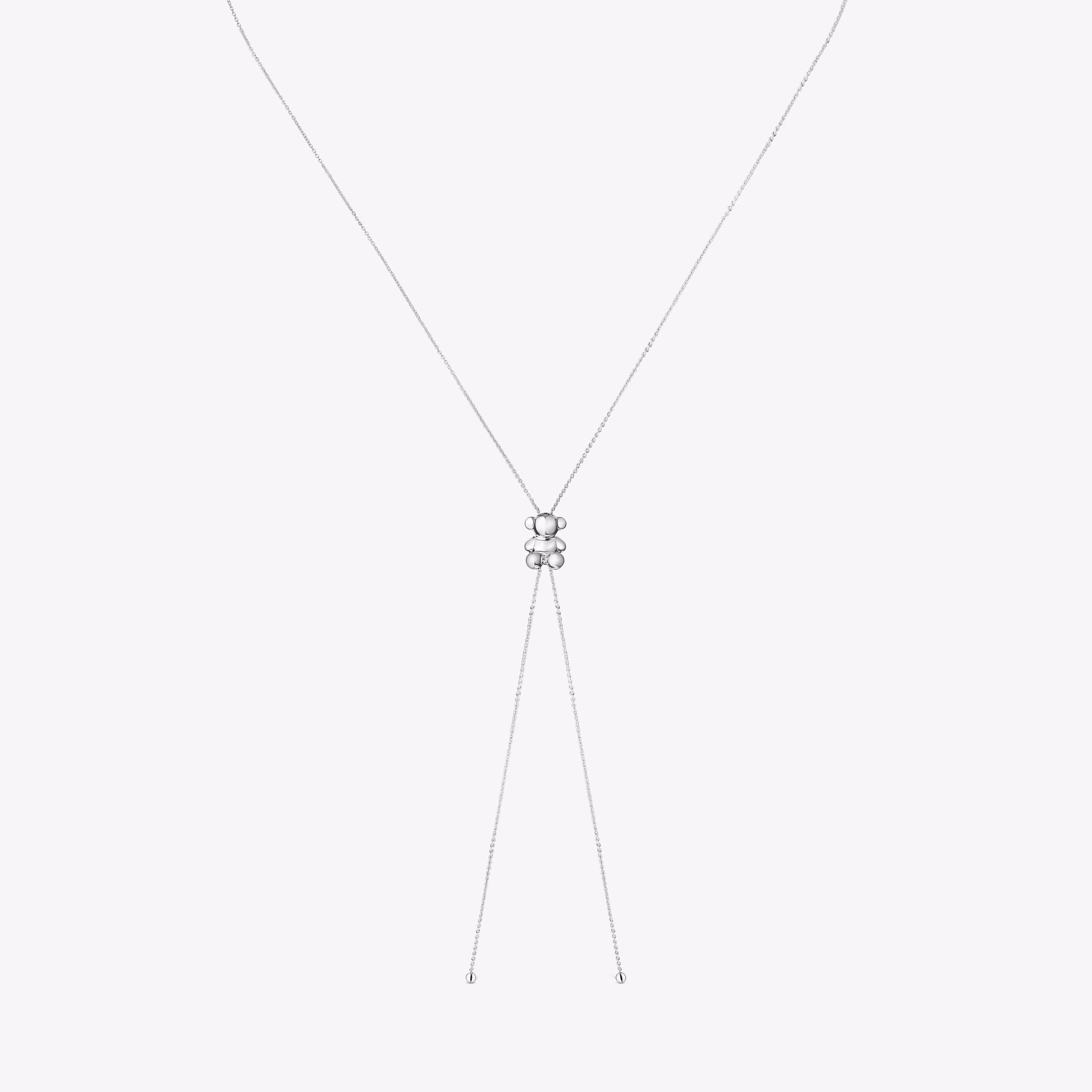 Collar largo de plata y motivo oso Bold Bear