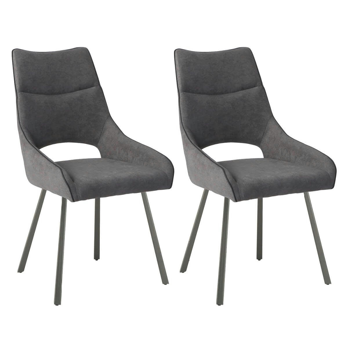 AMADO - Lot  de 2 chaises tissu coloris gris anthracite