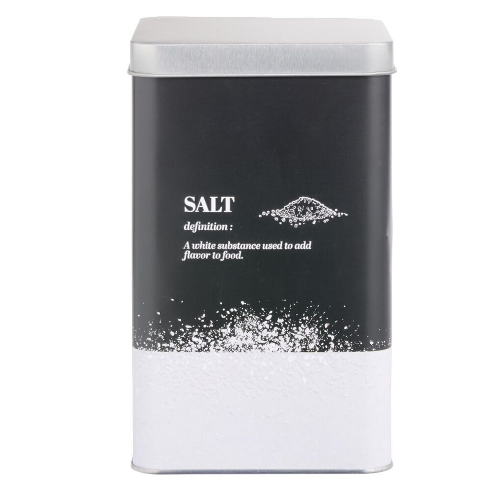 BoÎte à sel en métal noir et gris design salt - 10,7x10,7xH.17,5cm