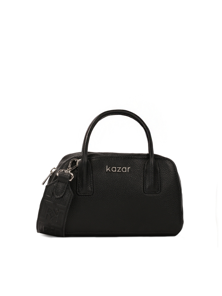 Black small handbag with strap and handles
