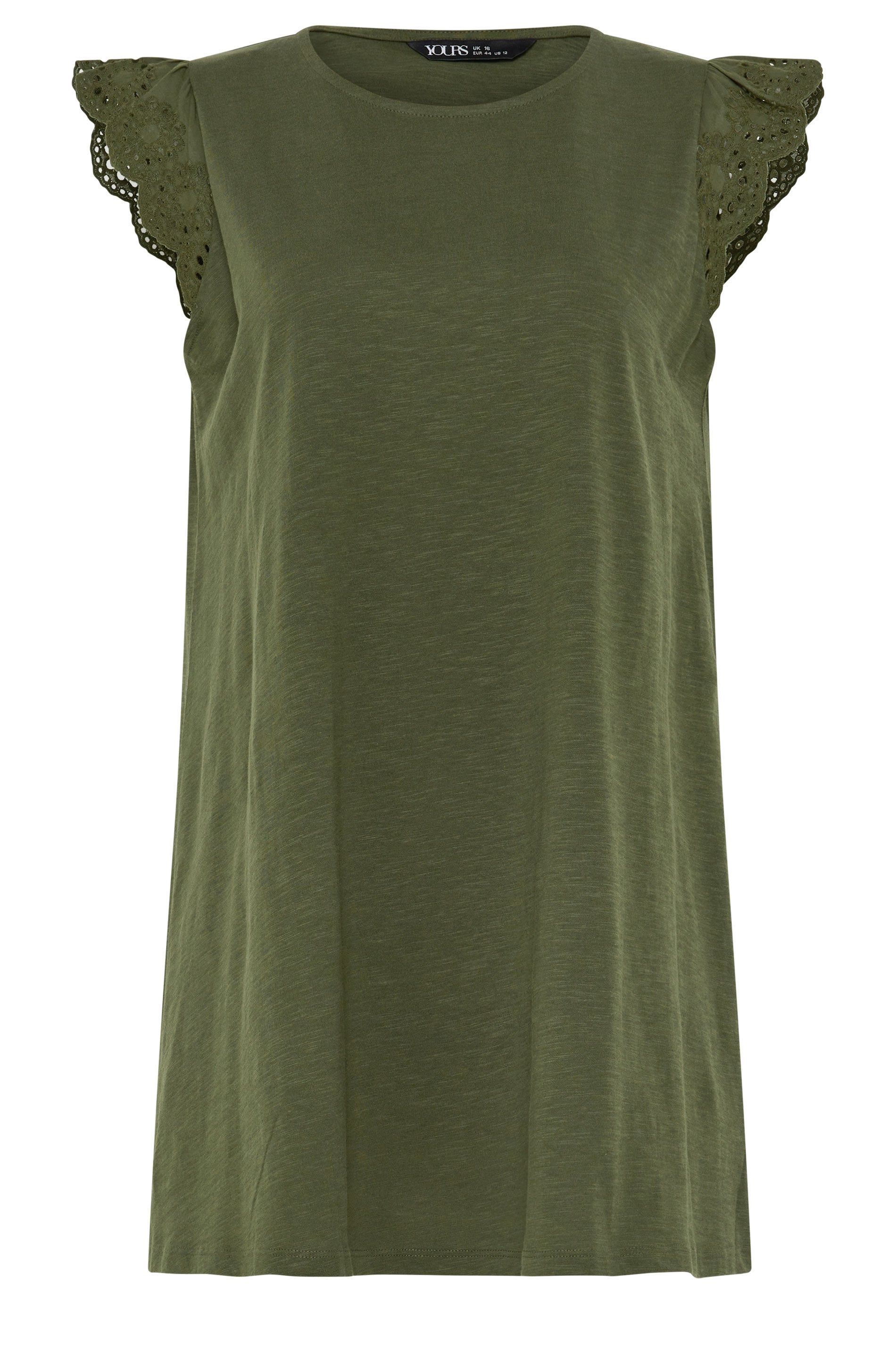 Yours Broderie Frill Vest Top