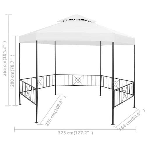 NNEVL Garden Gazebo 323x275x265 cm White 180 g/m&sup2;