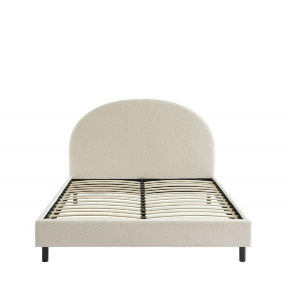 MERLE - Lit en tissu bouclette 140x190cm ecru