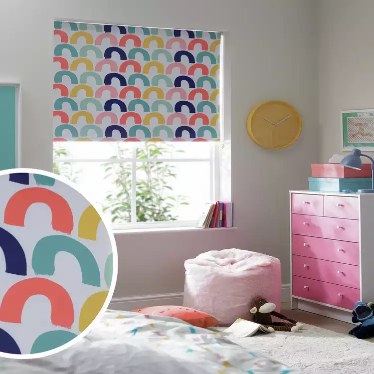 Habitat Kids Rainbow Blackout White Roller Blind - 90cm