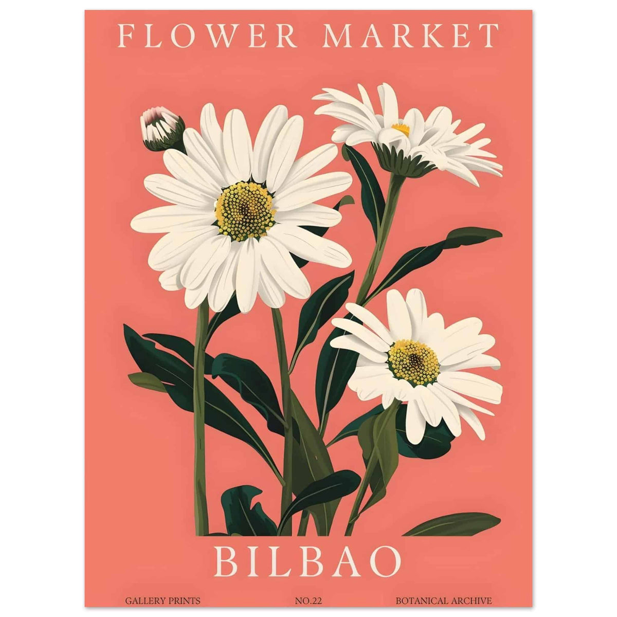 Artfulprints Poster Flower market - Bilbao  - 30x40 cm - Roze