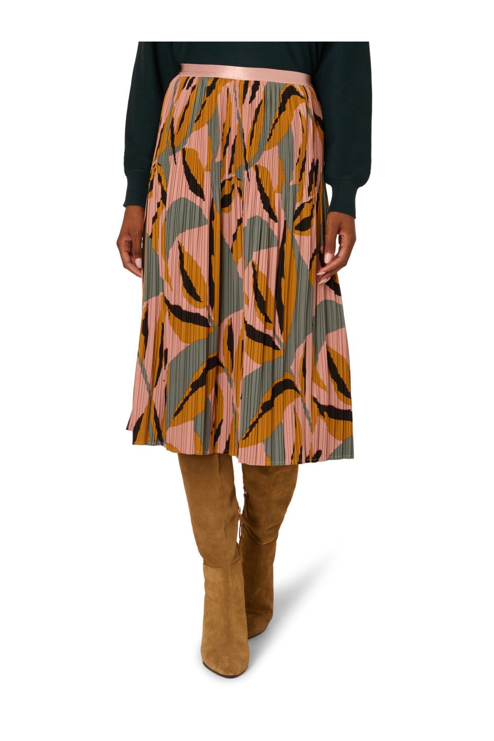 Adrianna Papell Pull On Pleated Midi Skirt With Elastic Waistband