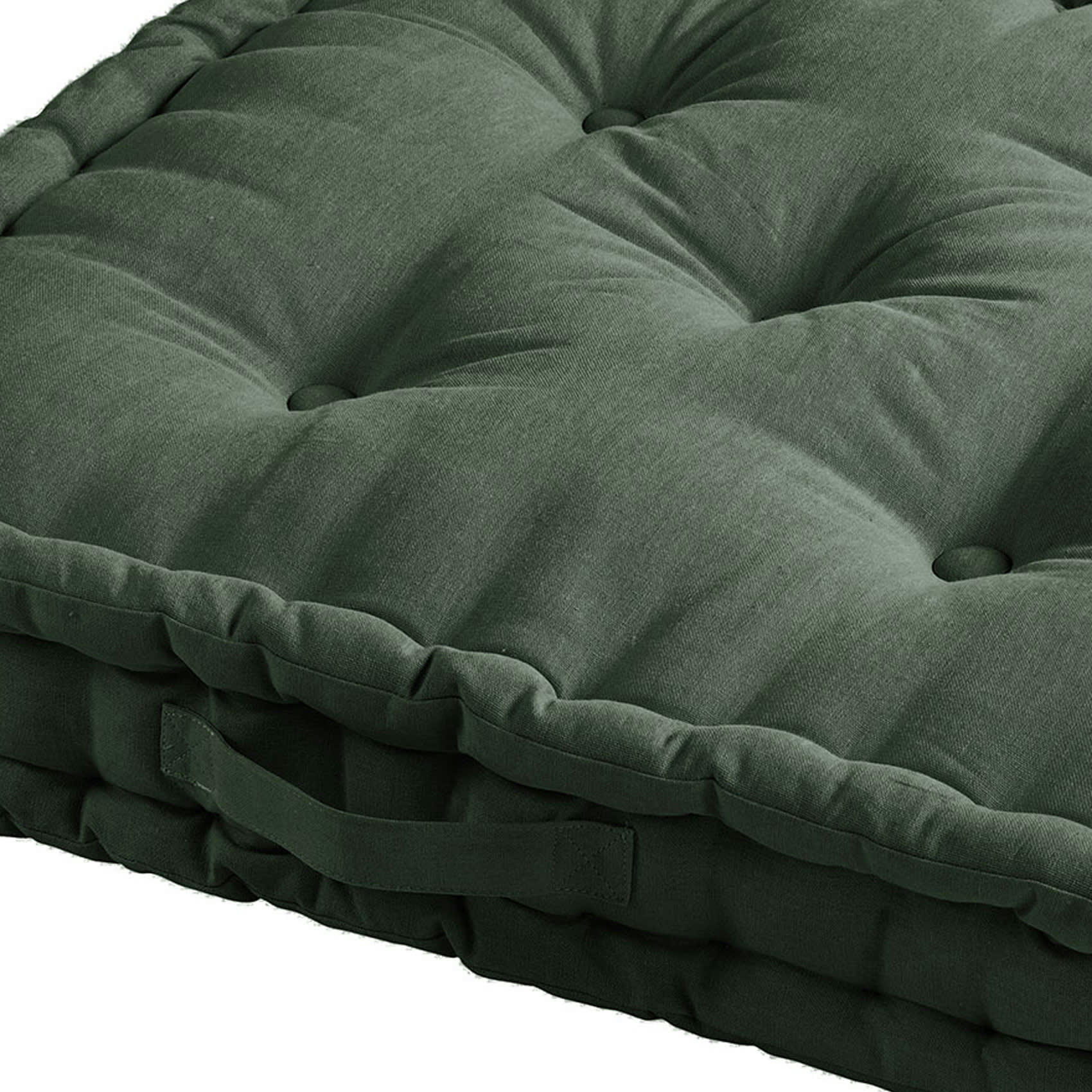- Coussin de sol uni coton kaki 45x45