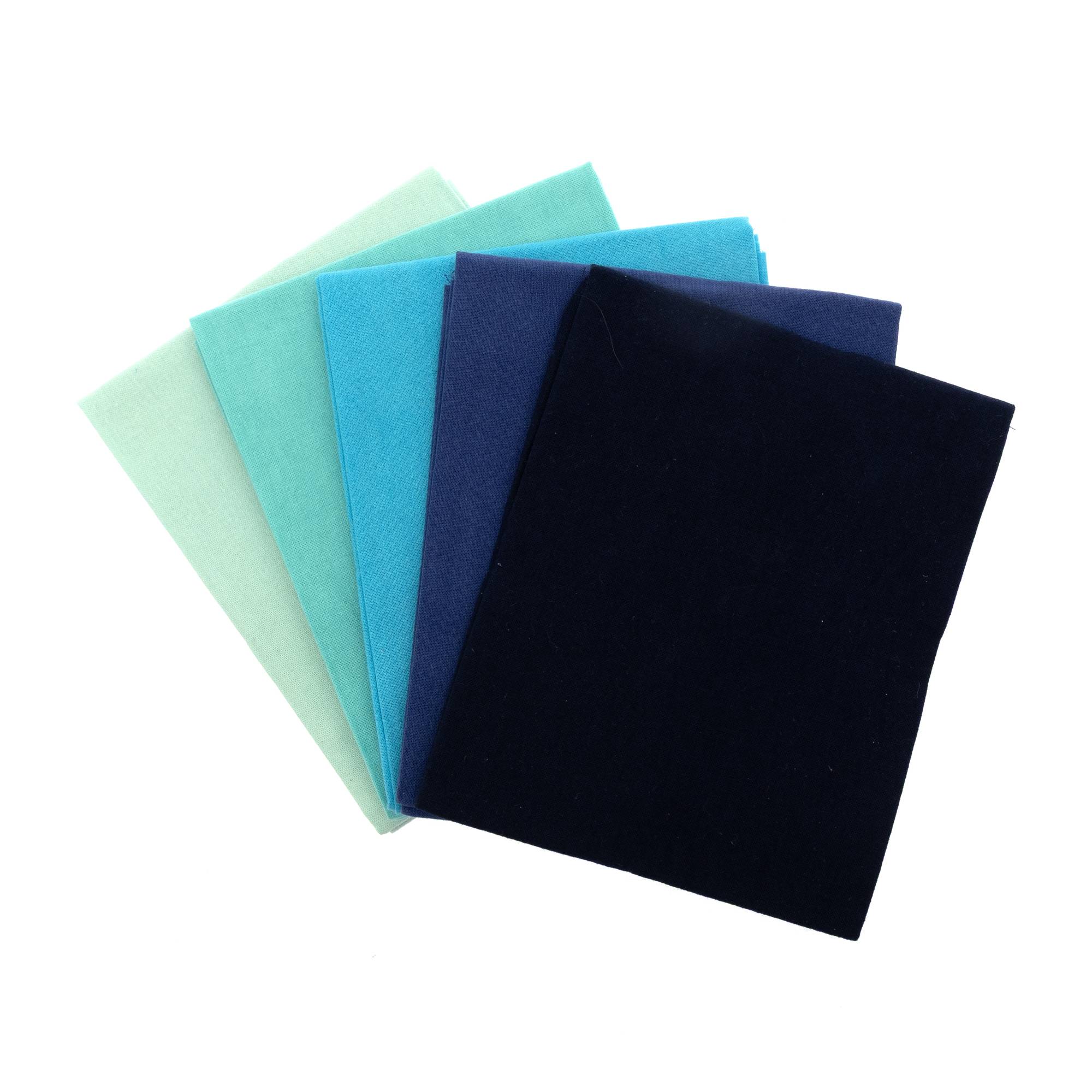 Solid Blue Cotton Fat Quarters 5 Pack