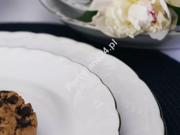Serwis obiadowy na 6 osób (25 el.) Ćmielów - Rococo 3605 PLATYNOWA LINIA