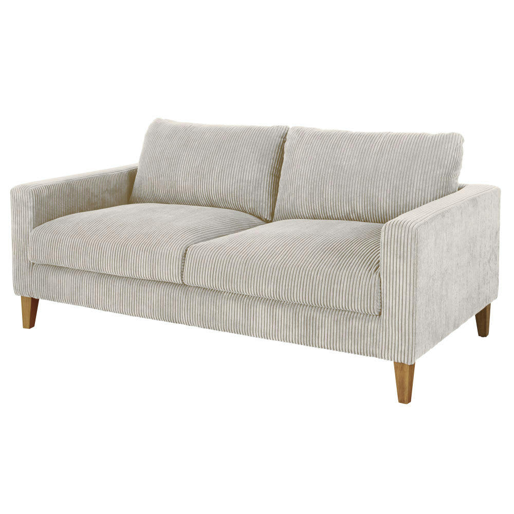 Holden - Canapé 3 places en velours côtelé gris clair