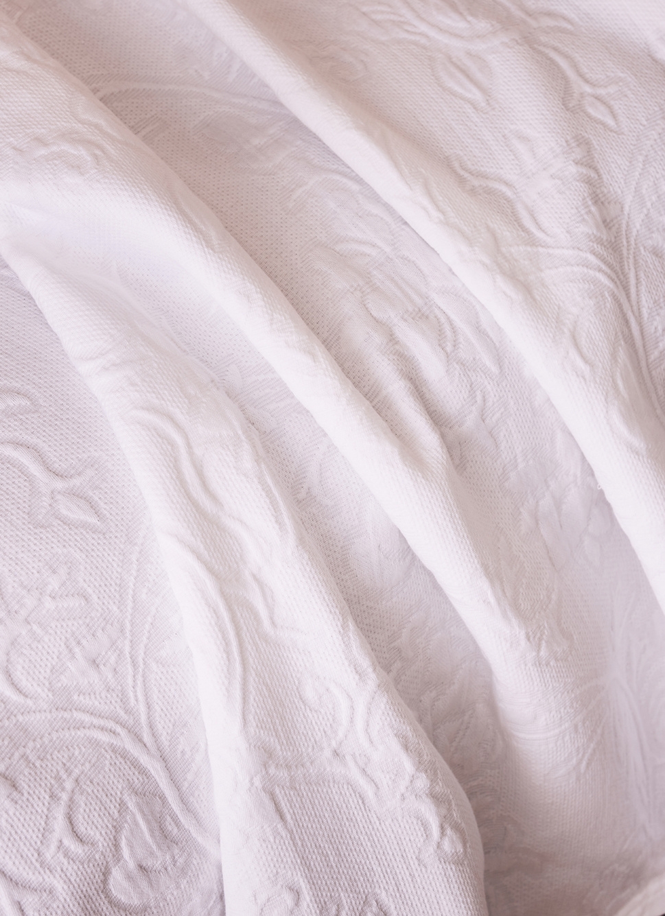 JETE DE LIT JACQUARD EN COTON AVIGNON BLANC