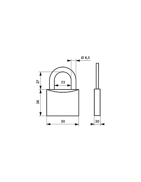 Cadenas à clé Cinox, inox, extérieur, anse inox, 50mm, 3 clés - THIRARD