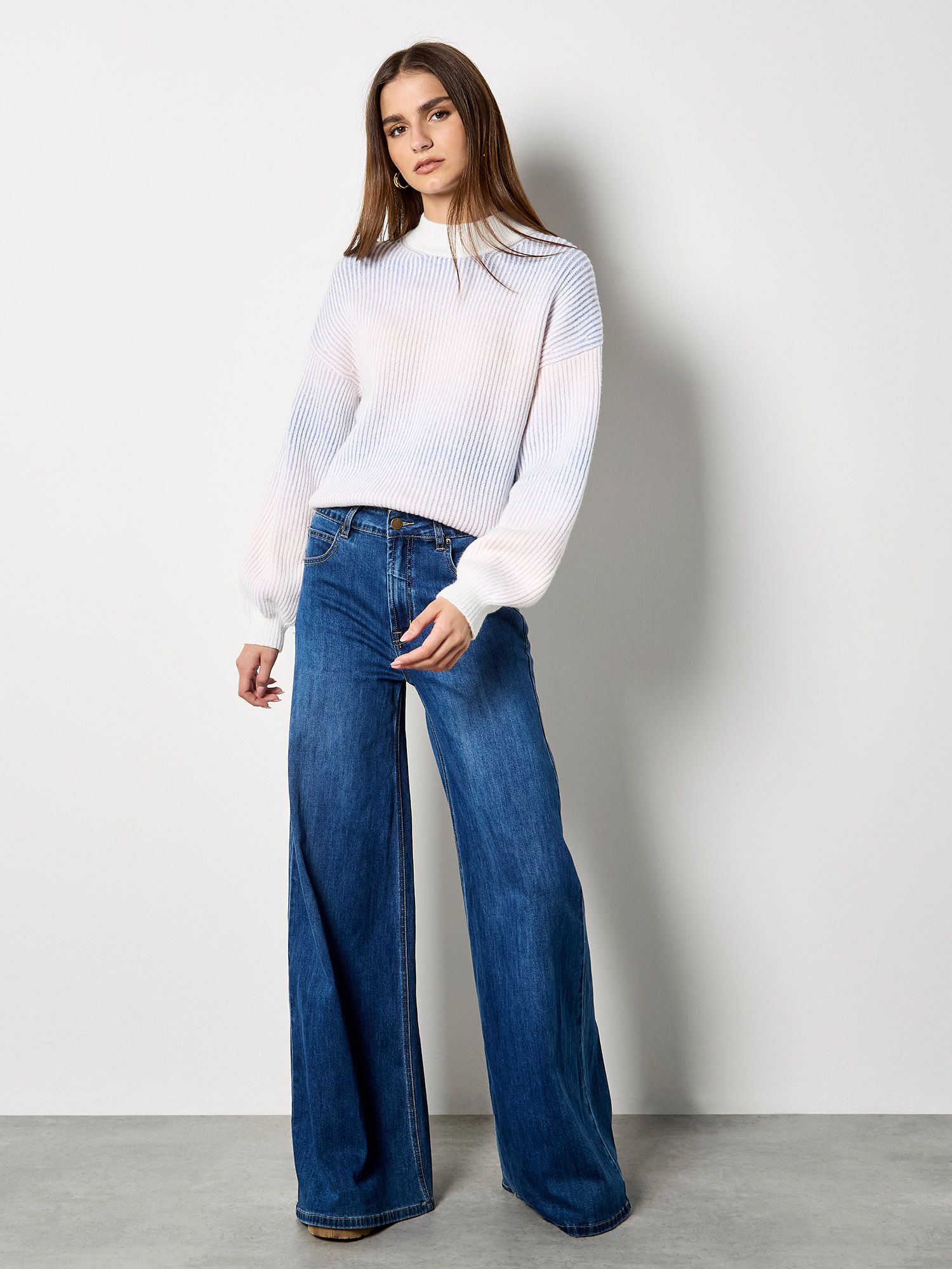 Apricot Pastel Ombre Rib Knit Jumper
