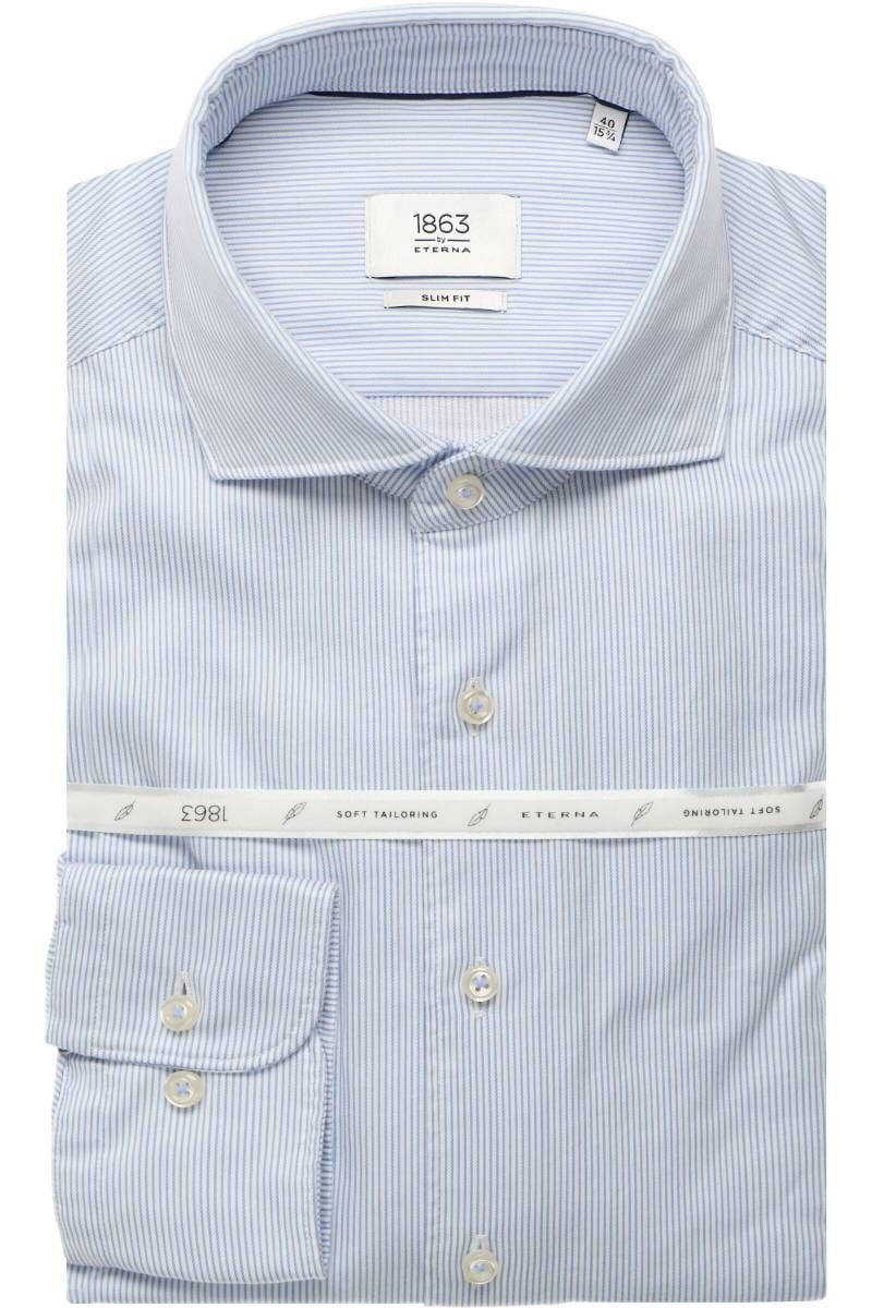 ETERNA 1863 Soft Tailoring Slim Fit Hemd hellblau/weiss, Gestreift