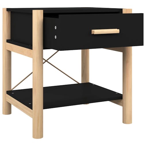 NNEVL Bedside Tables 2pcs Black 42x38x45 cm Engineered Wood