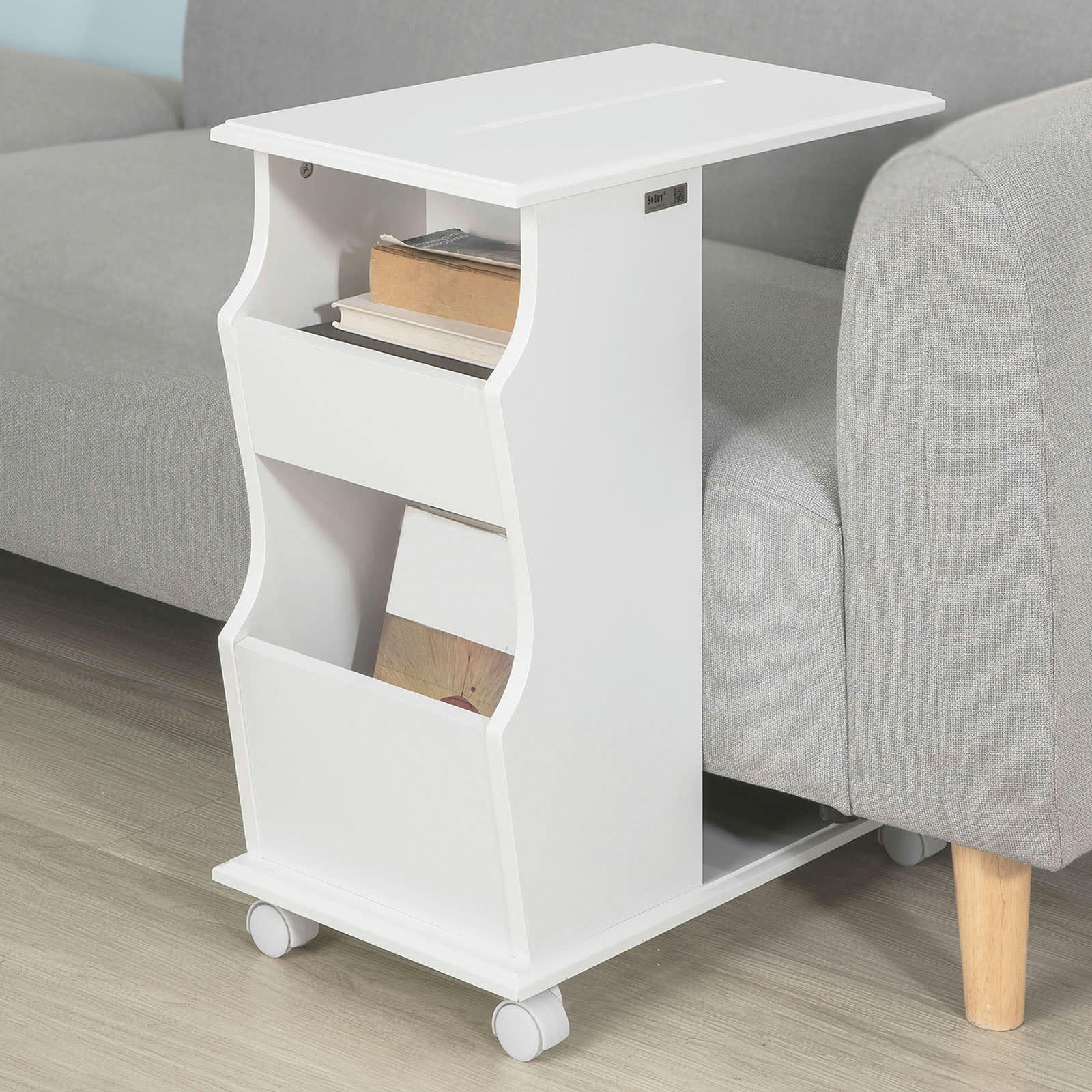 - Table d’Appoint effet bois blanc