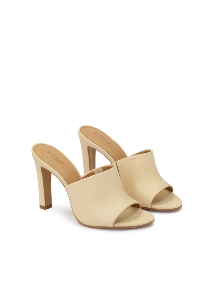 Bright leather heeled mules