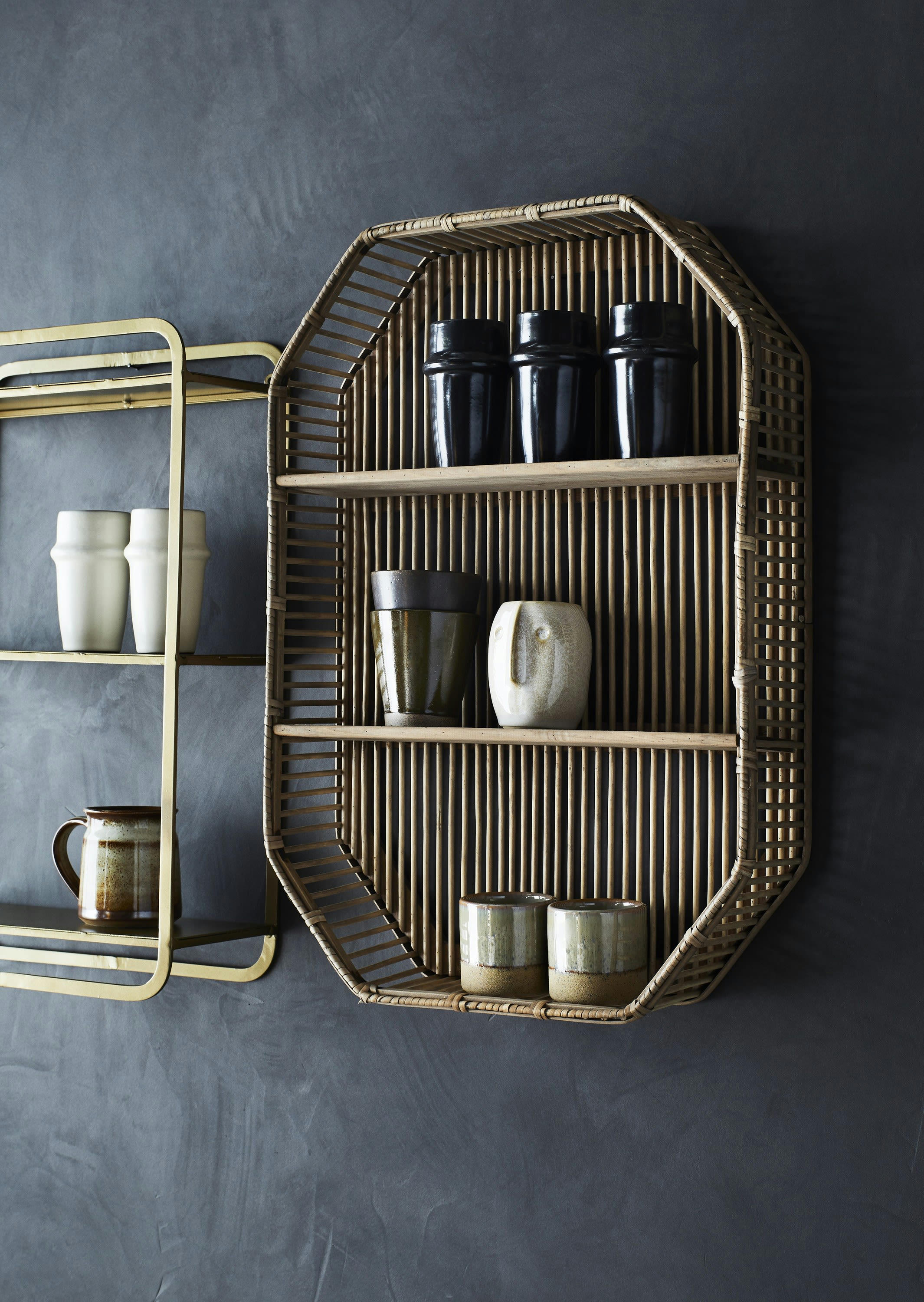 SHAPI - Étagère murale en rotin marron