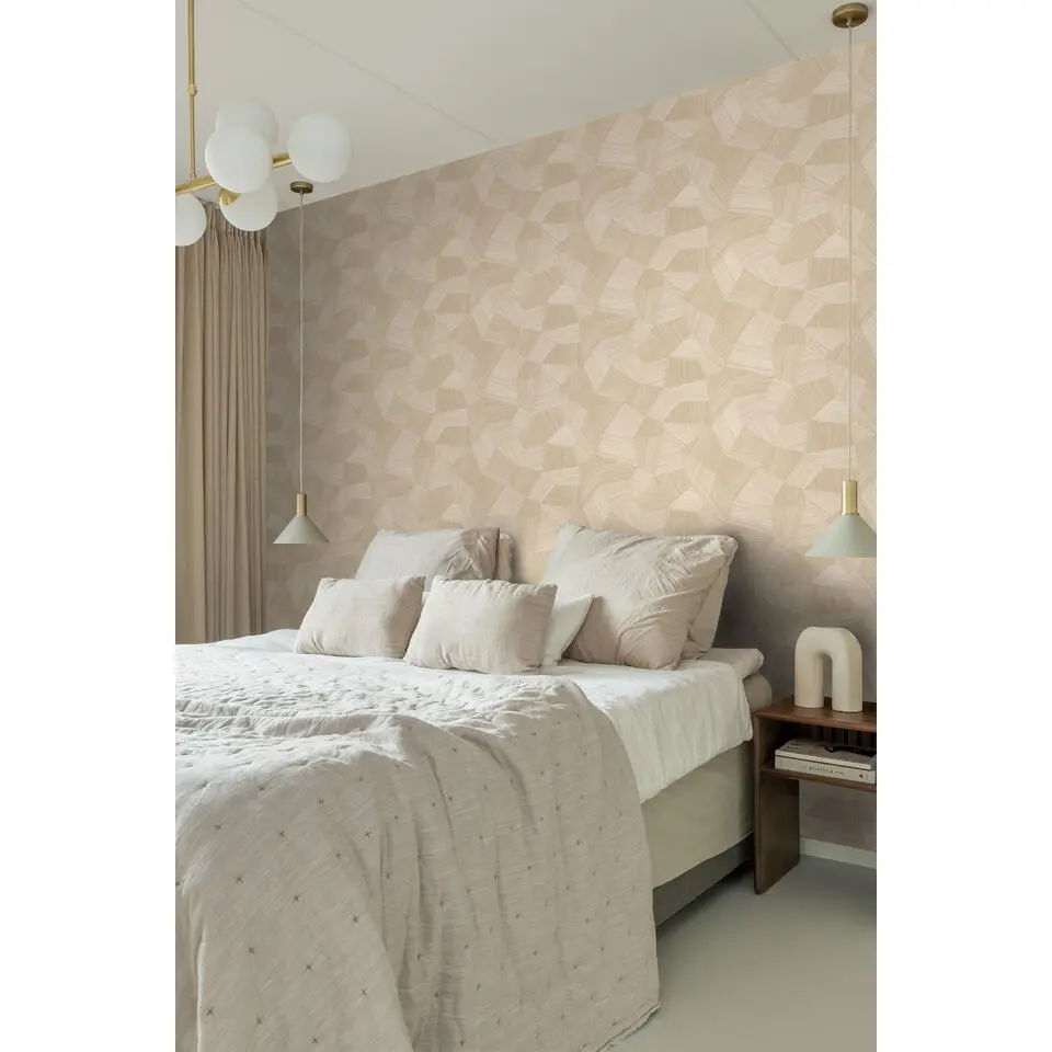 Origin Wallcoverings behang grafisch 3D motief zandkleurig - 53 cm x 10.05 m