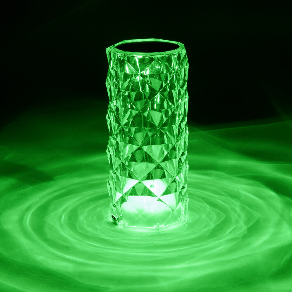 Lampe LED RGB tactile design cristal avec télécommande Ø7,5xH15,5cm