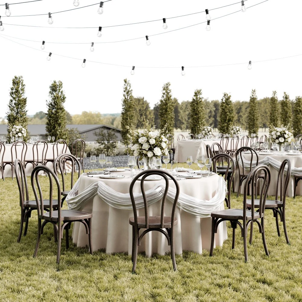 2PK Indoor/Outdoor Commercial Grade Wood Look Resin Thonet Style Chair - 16.5W x 19.25D x 36H