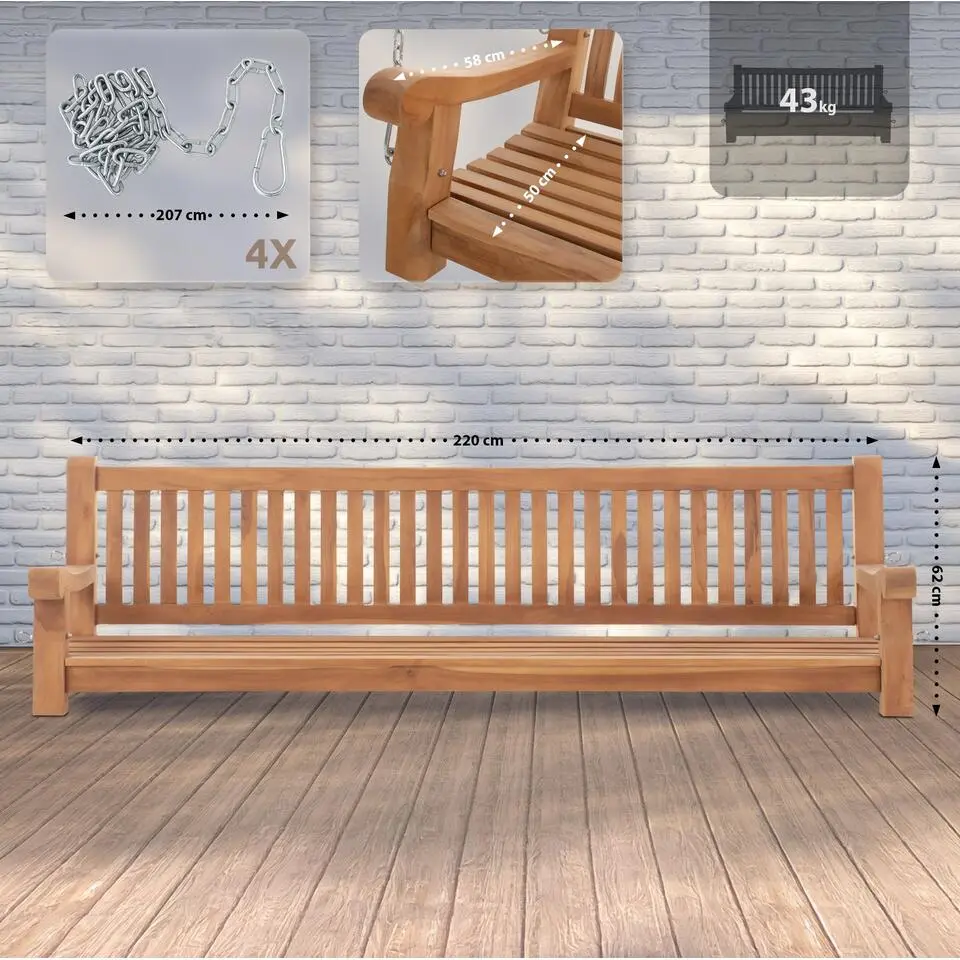 CLP Schommelbank Joyce 220 cm - teak